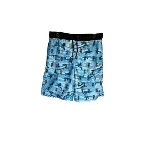 Broken Threads Mens Blue Camo Pineapple Print Swim Trunks Board Shorts Size L